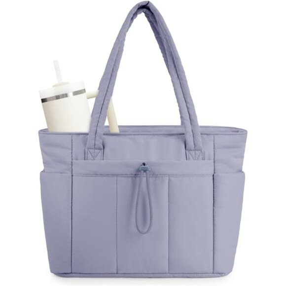 Puffer Tote Bag for Travel, Blue - Picture 1 of 7